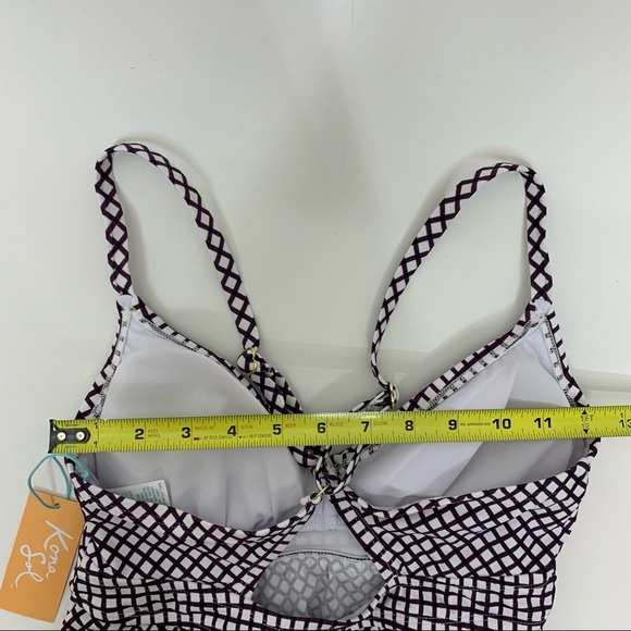 Kona Sol Burgundy Purple White Patterned Adjustable Tankini Bikini Top New Nwt - Picture 13 of 15
